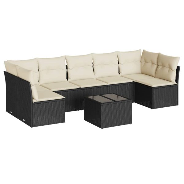 Set Divani Da Giardino Con Cuscini 8 Pz Nero In Polyrattan - Image 2