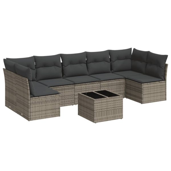 Set Divano Da Giardino 8 Pz Con Cuscini Grigio In Polyrattan - Image 2