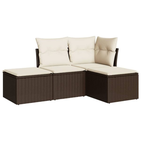 Set Divano Da Giardino 4 Pz Con Cuscini Marrone In Polyrattan - Image 2