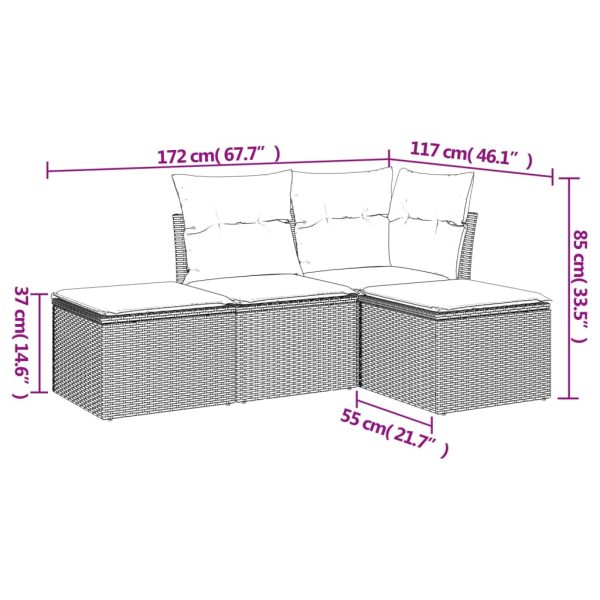 Set Divano Da Giardino 4 Pz Con Cuscini Marrone In Polyrattan - Image 3