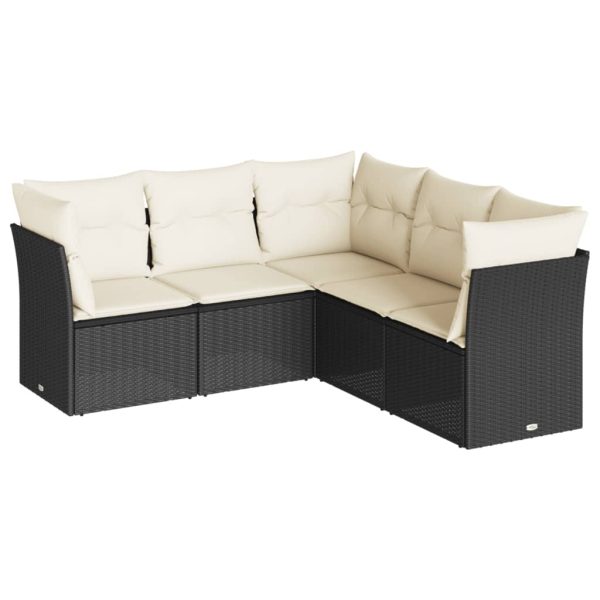 Set Divani Da Giardino 5 Pz Con Cuscini In Polyrattan Nero - Image 2