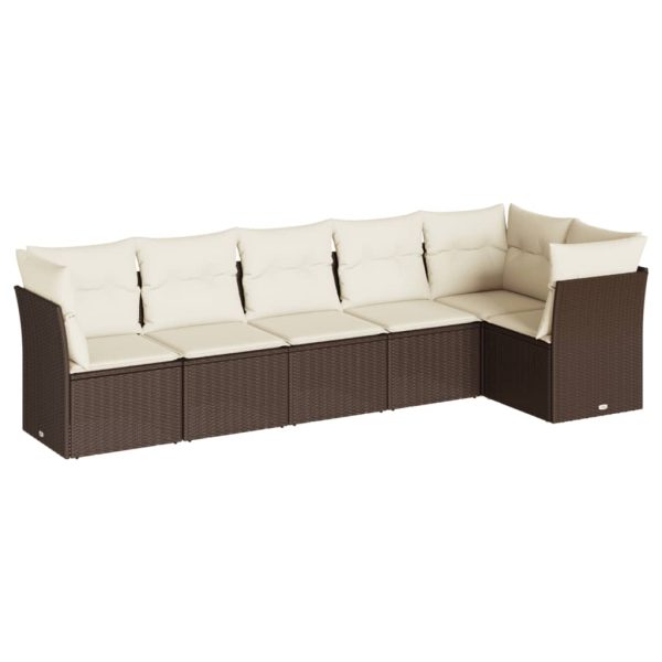 Set Divani Da Giardino 6 Pz Con Cuscini Marrone In Polyrattan - Image 2