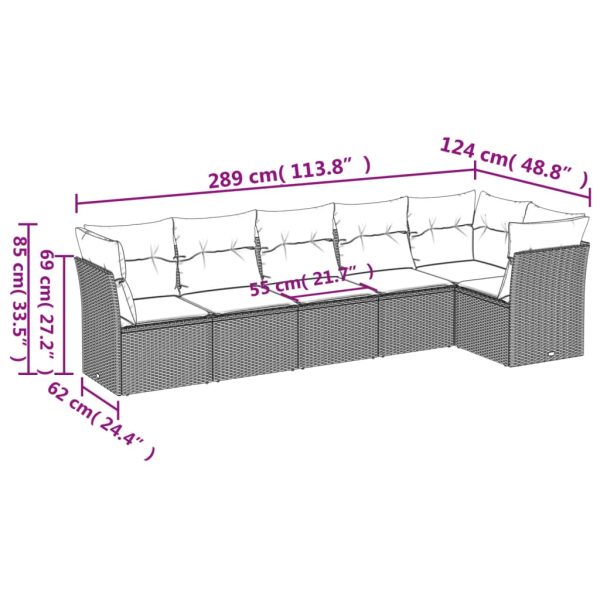 Set Divani Da Giardino 6 Pz Con Cuscini Marrone In Polyrattan - Image 3