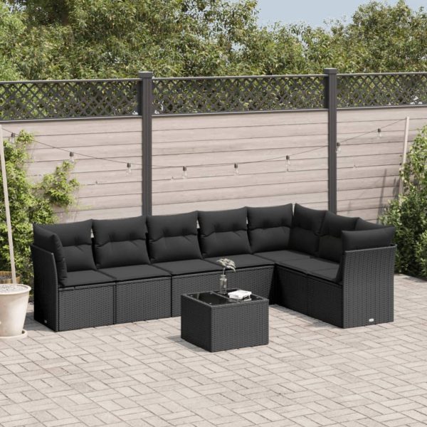 Set Divani Da Giardino Con Cuscini 8 Pz Nero In Polyrattan