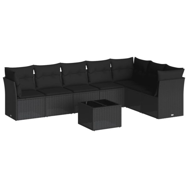 Set Divani Da Giardino Con Cuscini 8 Pz Nero In Polyrattan - Image 2