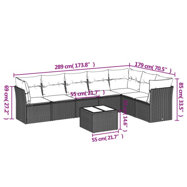 Set Divani Da Giardino Con Cuscini 8 Pz Nero In Polyrattan - Image 3