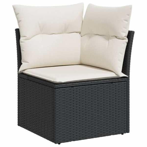 Set Divani Da Giardino 10pz Con Cuscini In Polyrattan Nero - Image 3