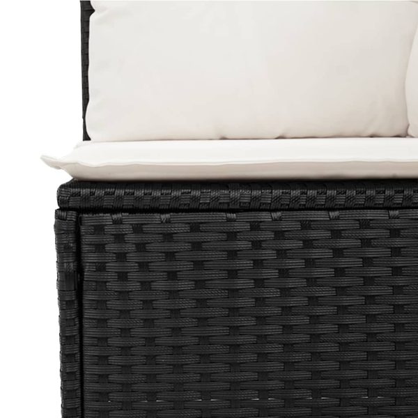 Set Divani Da Giardino 10pz Con Cuscini In Polyrattan Nero - Image 5