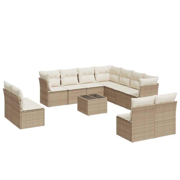 Set Divani Da Giardino 12 Pz Con Cuscini Beige In Polyrattan - Image 2