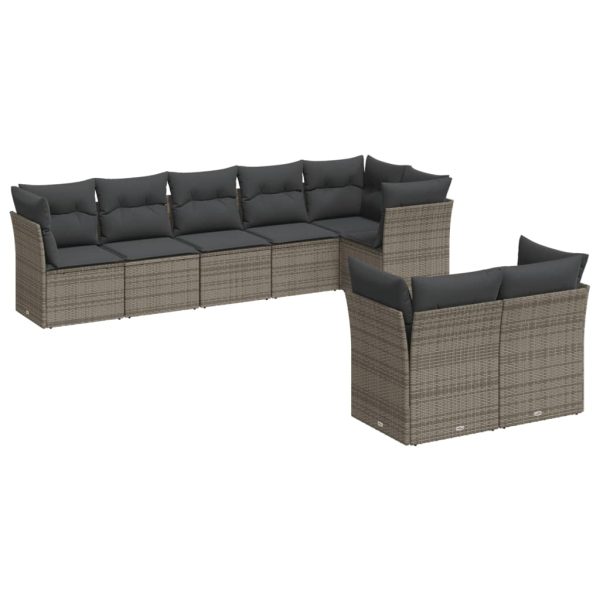 Set Divano Da Giardino 8 Pz Con Cuscini Grigio In Polyrattan - Image 2