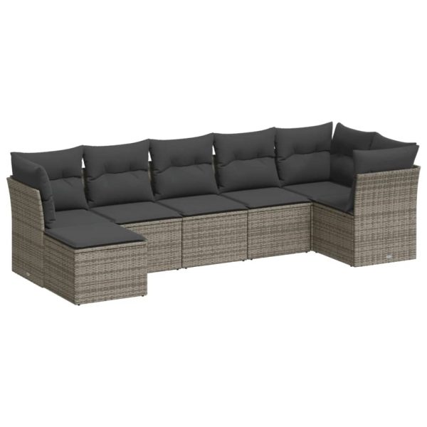 Set Divani Da Giardino 7 Pz Con Cuscini Grigio In Polyrattan - Image 2