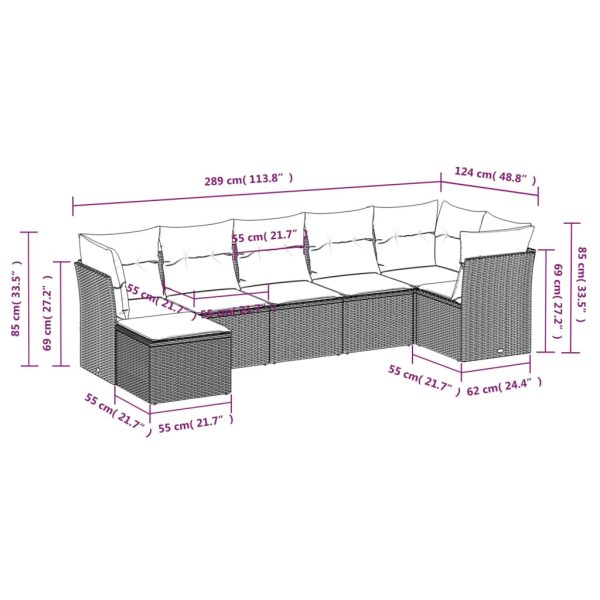 Set Divani Da Giardino 7 Pz Con Cuscini Grigio In Polyrattan - Image 3