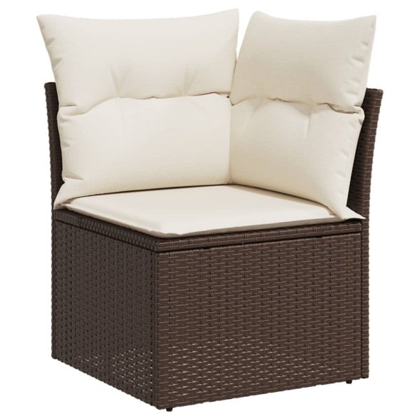 Set Divani Da Giardino 9pz Con Cuscini Marrone In Polyrattan - Image 5