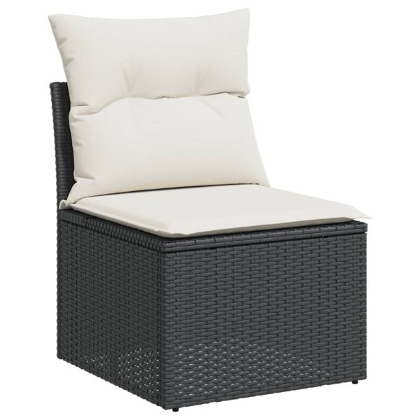 Set Divani Da Giardino 10pz Con Cuscini In Polyrattan Nero - Image 3