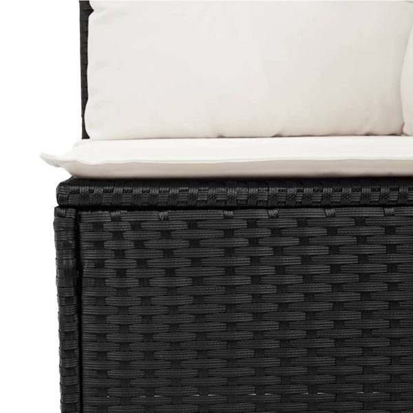 Set Divani Da Giardino 10pz Con Cuscini In Polyrattan Nero - Image 6