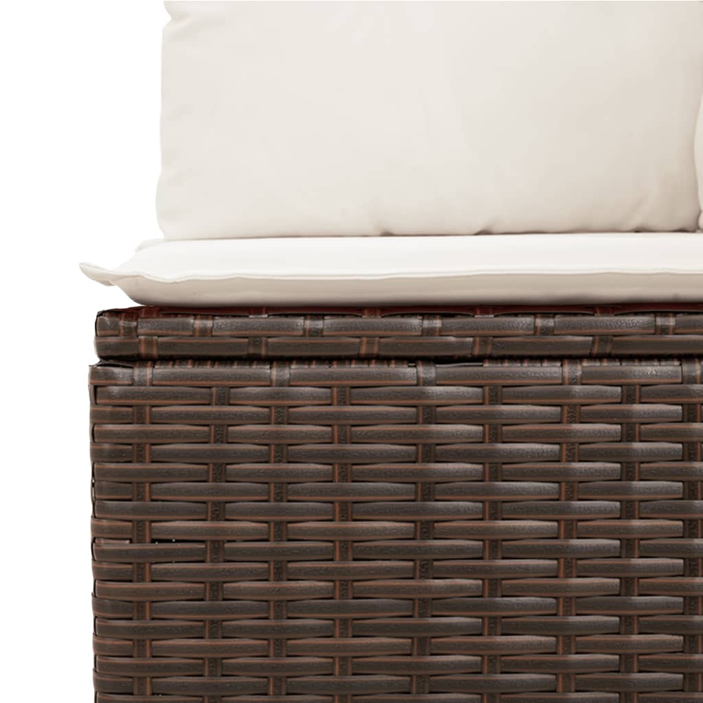 Set Divani Da Giardino 10pz Con Cuscini In Polyrattan Marrone - Image 3