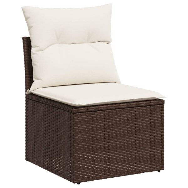 Set Divani Da Giardino 10pz Con Cuscini In Polyrattan Marrone - Image 3