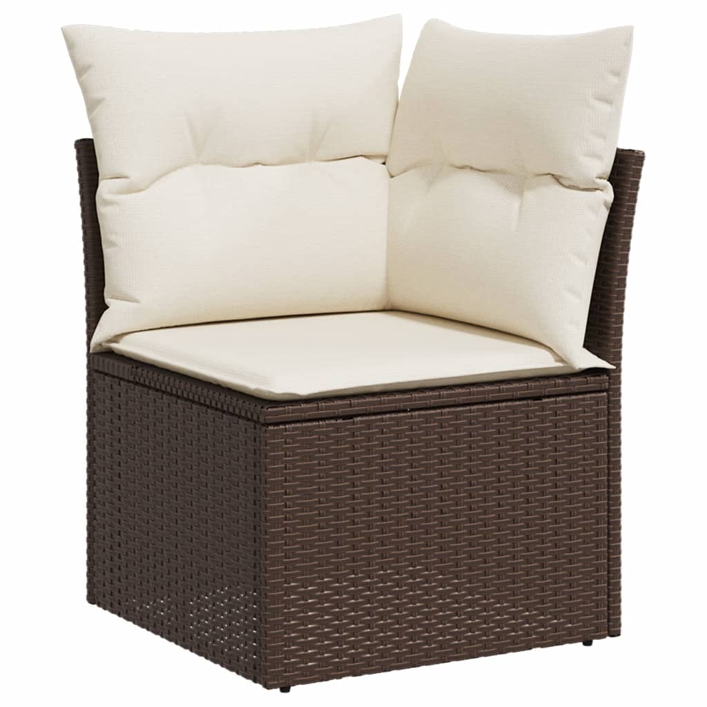 Set Divani Da Giardino 11 Pz Con Cuscini Polyrattan Marrone - Image 4