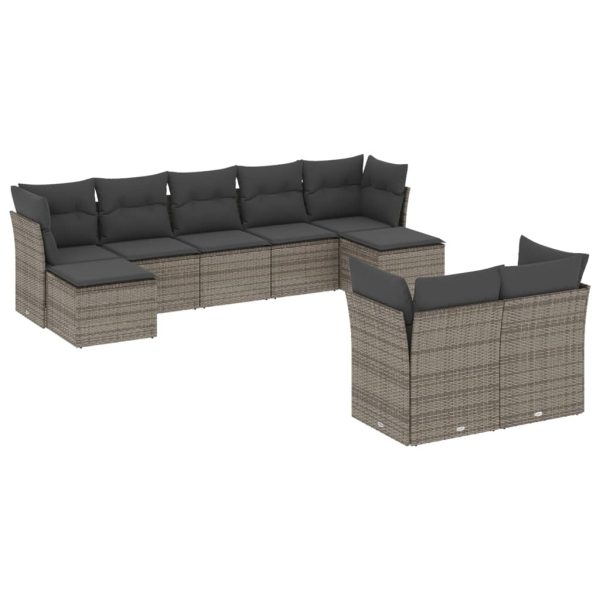 Set Divano Da Giardino 9 Pz Con Cuscini Grigio In Polyrattan - Image 2
