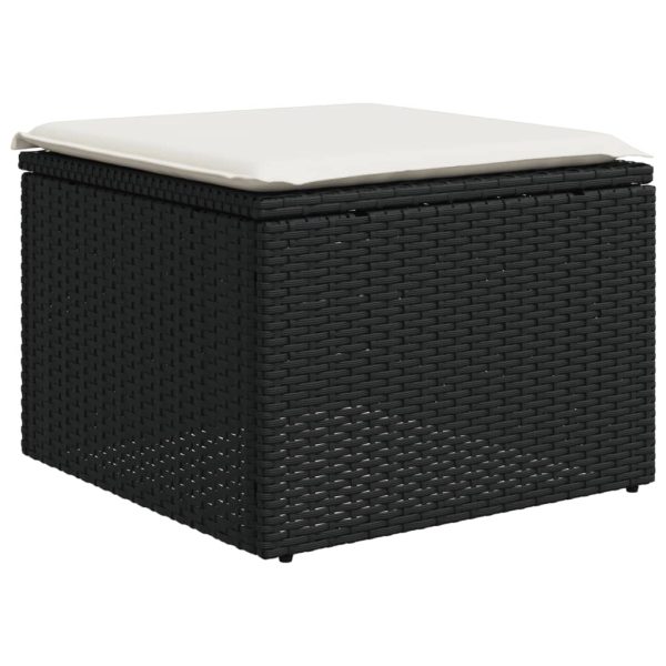 Set Divani Da Giardino 10pz Con Cuscini In Polyrattan Nero - Image 5
