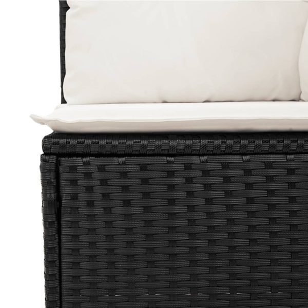 Set Divani Da Giardino 10pz Con Cuscini In Polyrattan Nero - Image 6