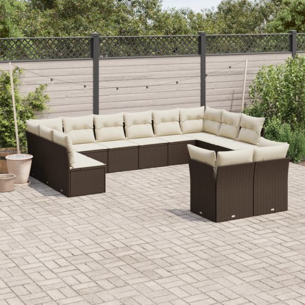 Set Divani Da Giardino 12 Pz Con Cuscini Marrone In Polyrattan