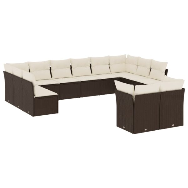 Set Divani Da Giardino 12 Pz Con Cuscini Marrone In Polyrattan - Image 2