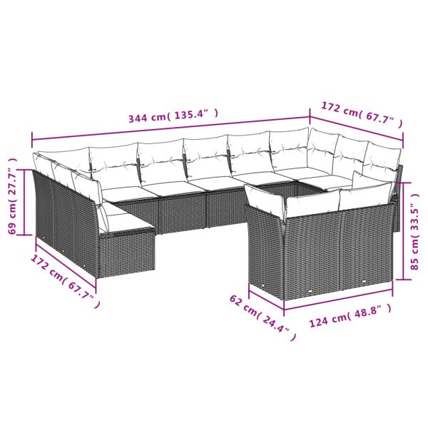Set Divani Da Giardino 12 Pz Con Cuscini Marrone In Polyrattan - Image 3