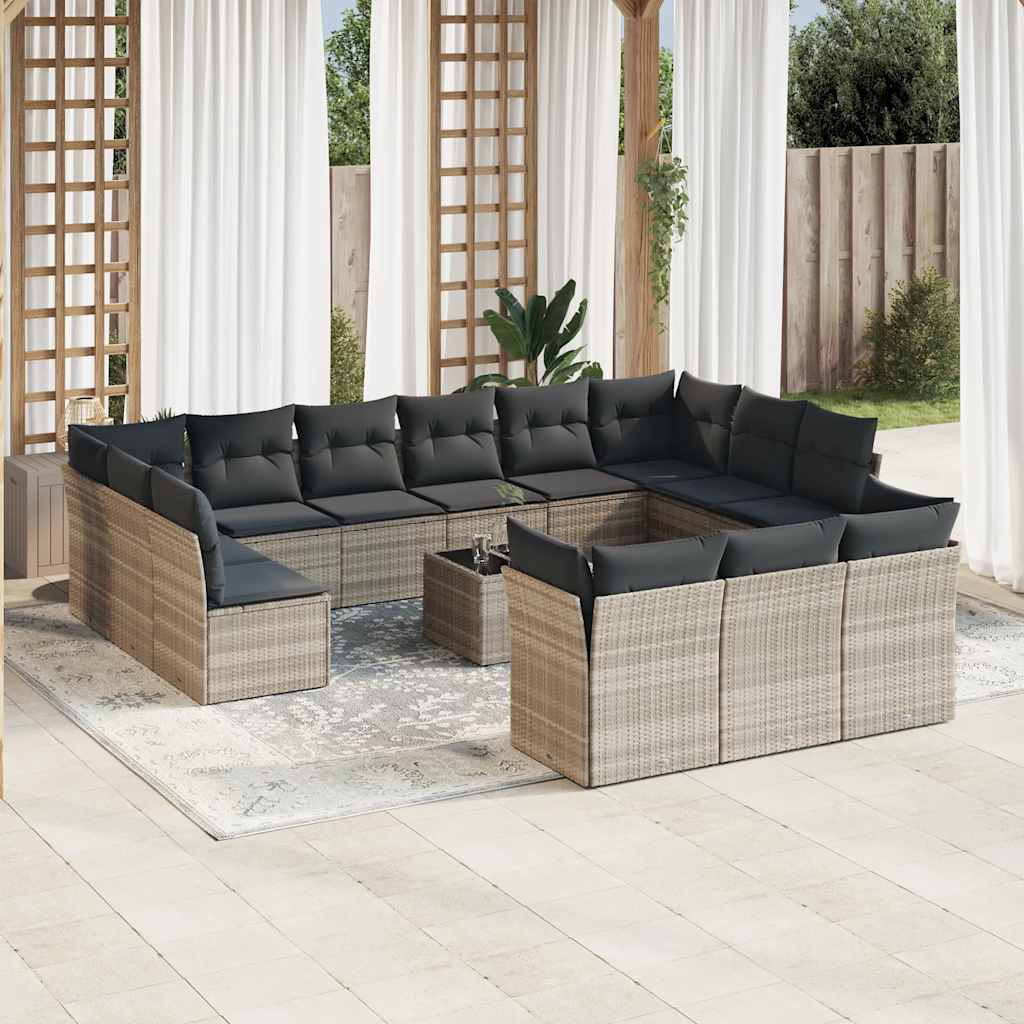 Set Divani Da Giardino 14pz Con Cuscini In Polyrattan