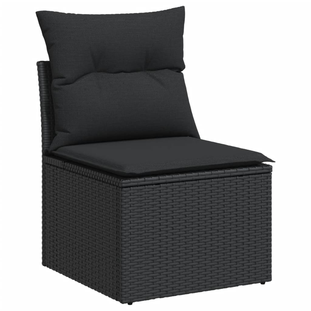 Set Divani Da Giardino 11 Pz Con Cuscini In Polyrattan Nero - Image 3