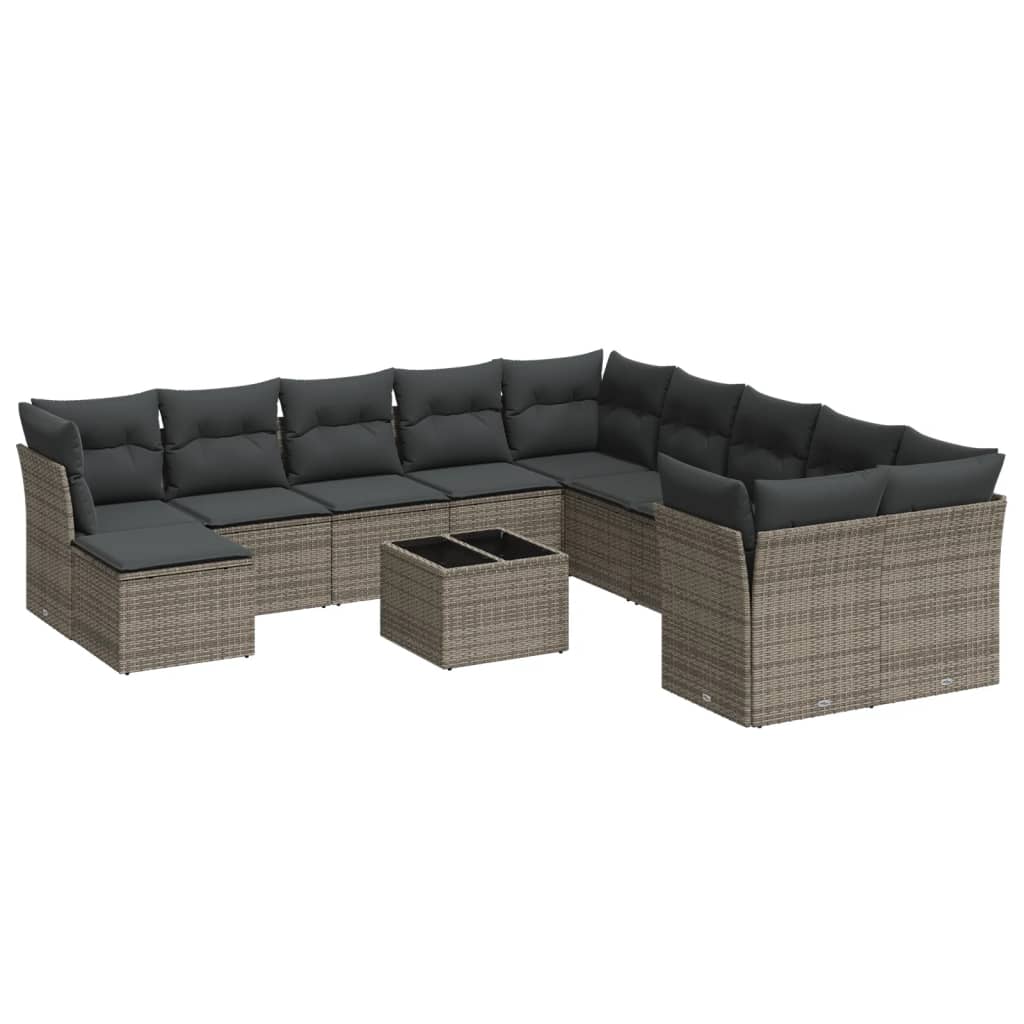 Set Divani Da Giardino 12 Pz Con Cuscini Grigio In Polyrattan - Image 2