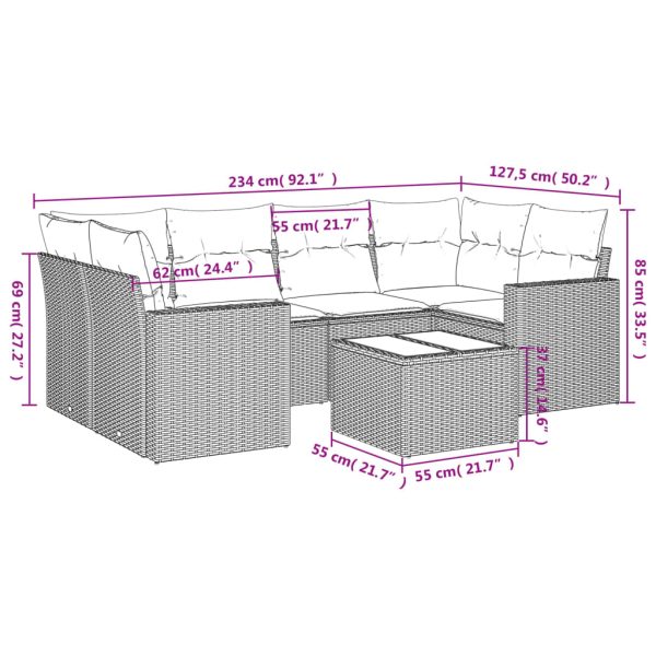Set Divani Da Giardino 7 Pz Con Cuscini Grigio In Polyrattan - Image 3
