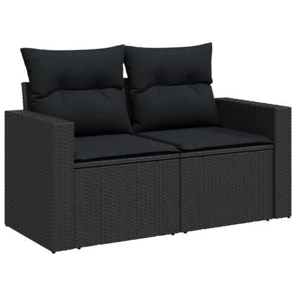Set Divani Da Giardino 4 Pz Con Cuscini Nero In Polyrattan - Image 4