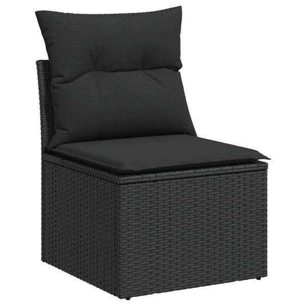 Set Divani Da Giardino 4 Pz Con Cuscini Nero In Polyrattan - Image 5