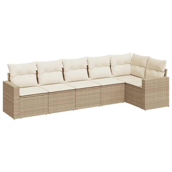 Set Divano Da Giardino 6 Pz Con Cuscini Beige In Polyrattan - Image 2