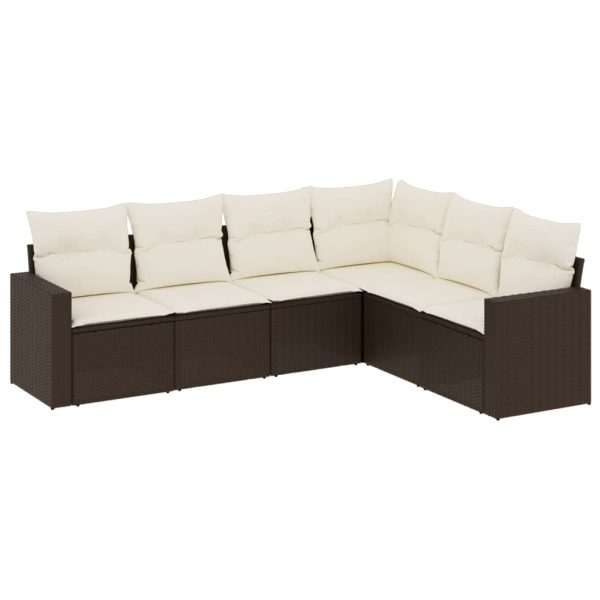 Set Divano Da Giardino 6 Pz Con Cuscini Marrone In Polyrattan - Image 2
