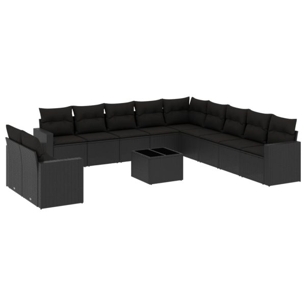 Set Divani Da Giardino 12 Pz Con Cuscini Nero In Polyrattan - Image 2