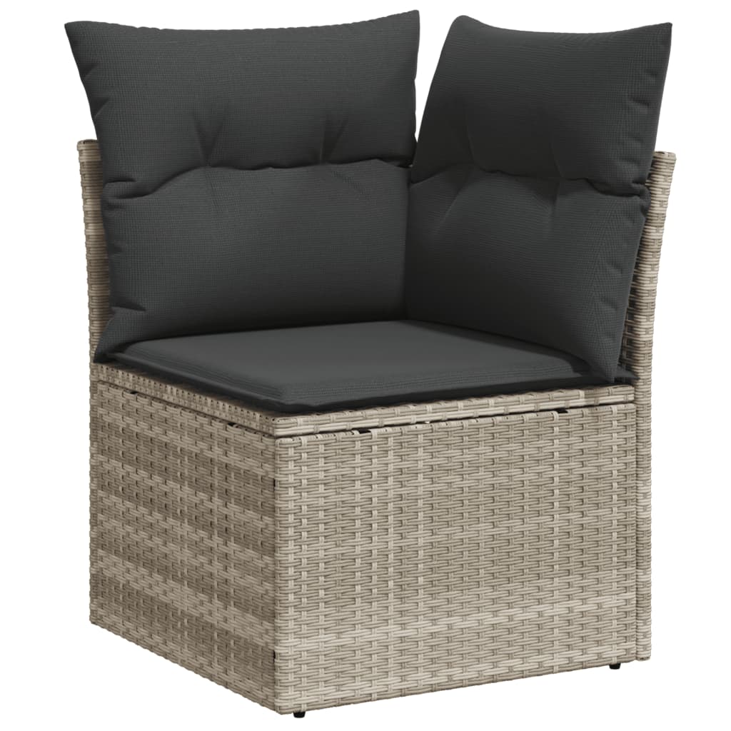 Set Divano Da Giardino 9pz Con Cuscini Grigio Chiaro Polyrattan - Image 3