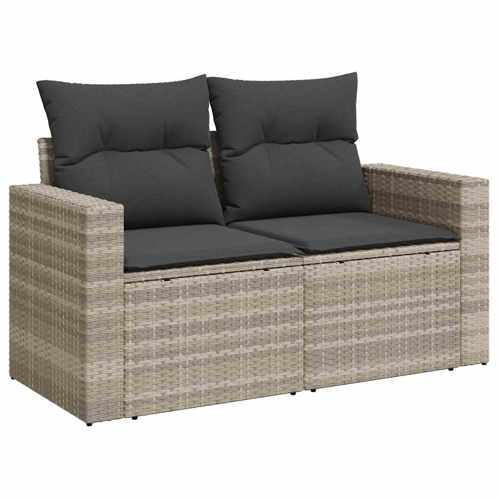 Set Divano Da Giardino 9pz Con Cuscini Grigio Chiaro Polyrattan - Image 4