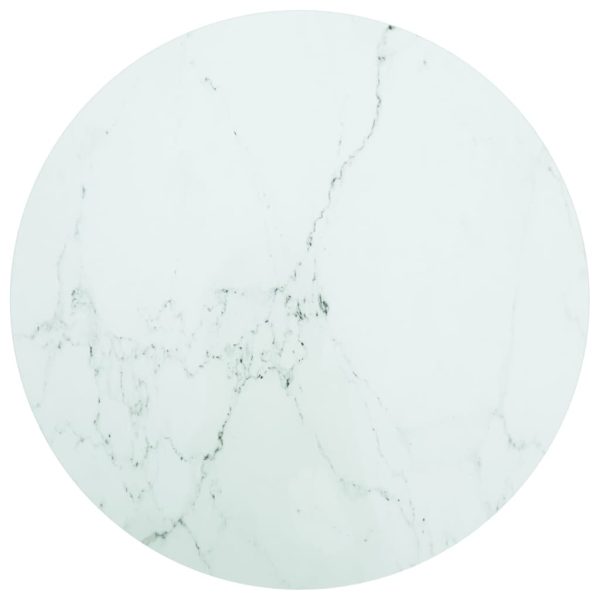 Piano Per Tavolo Bianco Ø70x0,8 Cm Vetro Temperato Design Marmo