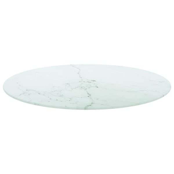 Piano Per Tavolo Bianco Ø70x0,8 Cm Vetro Temperato Design Marmo - Image 2