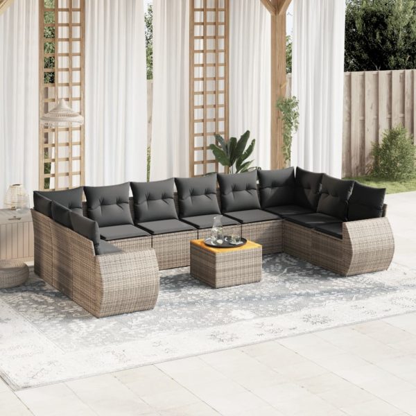 Set Divani Da Giardino 11 Pz Con Cuscini In Polyrattan Grigio