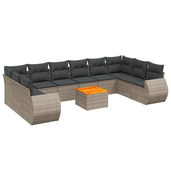 Set Divani Da Giardino 11 Pz Con Cuscini In Polyrattan Grigio - Image 2