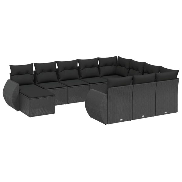 Set Divani Da Giardino 11 Pz Con Cuscini In Polyrattan Nero - Image 2