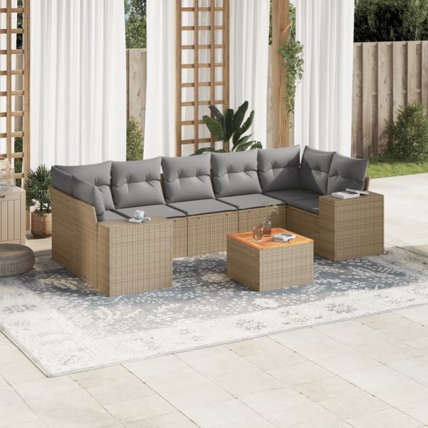 Set Divano Da Giardino 8 Pz Con Cuscini Beige In Polyrattan