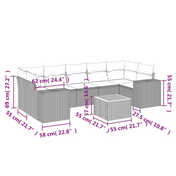 Set Divano Da Giardino 8 Pz Con Cuscini Beige In Polyrattan - Image 3