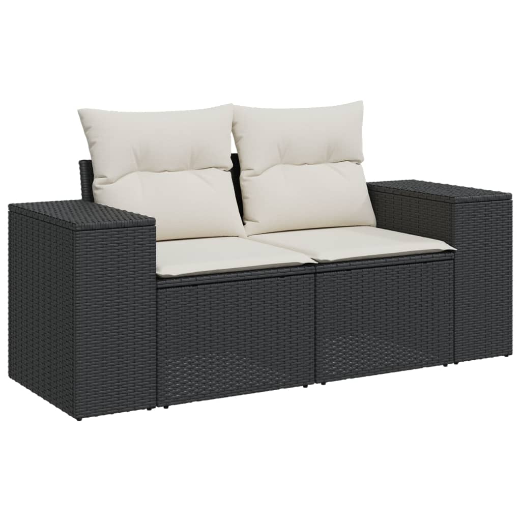 Set Divani Da Giardino 9 Pz Con Cuscini Nero In Polyrattan - Image 3