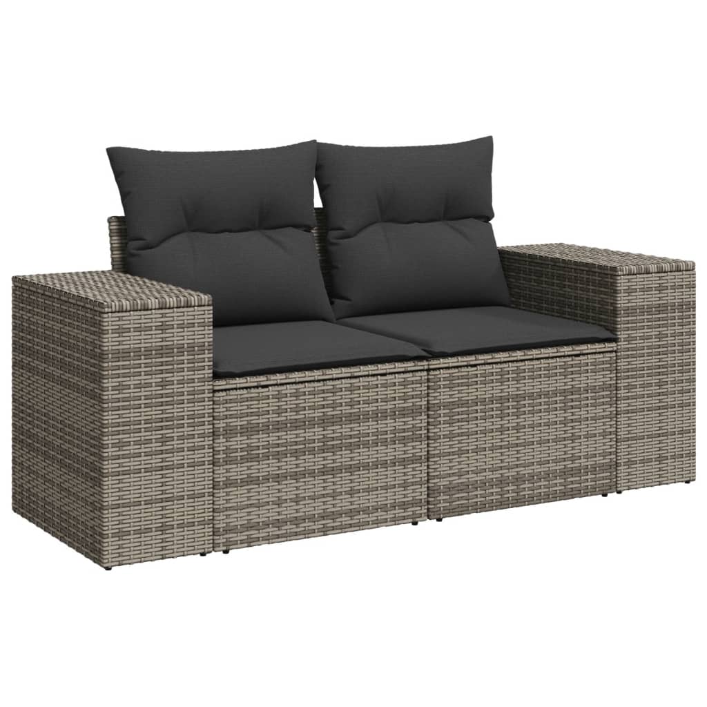 Set Divano Da Giardino 9 Pz Con Cuscini Grigio In Polyrattan - Image 5