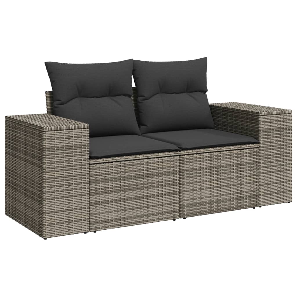 Set Divano Da Giardino 8 Pz Con Cuscini Grigio In Polyrattan - Image 3