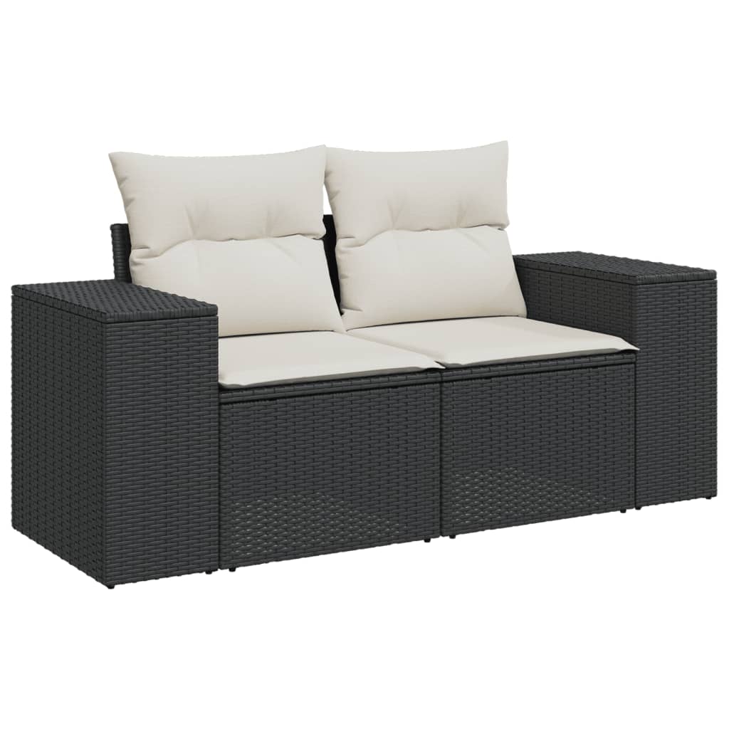 Set Divani Da Giardino 11 Pz Con Cuscini In Polyrattan Nero - Image 4
